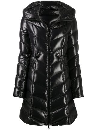 Shop black Moncler a-line puffer jacket 