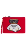 Moschino teddy embroidered logo clutch bag