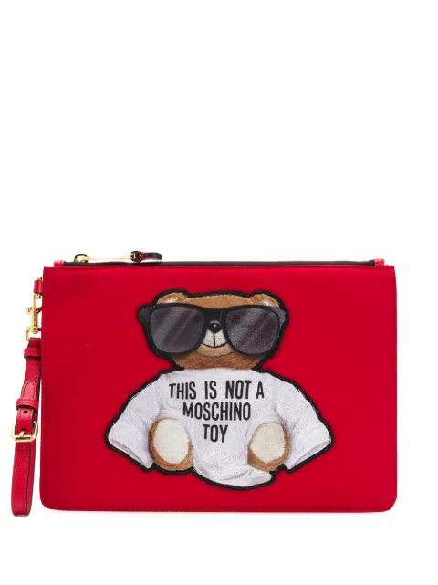 Moschino teddy embroidered logo clutch bag