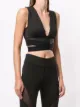 Michi cross-over panelled cropped top