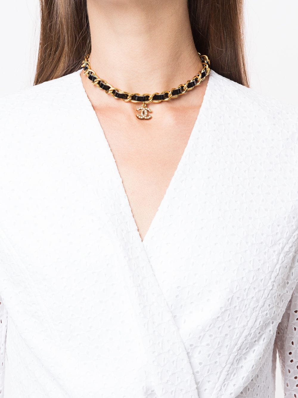 CHANEL Pre-Owned 1998 Leather And chain-link CC Choker - Farfetch