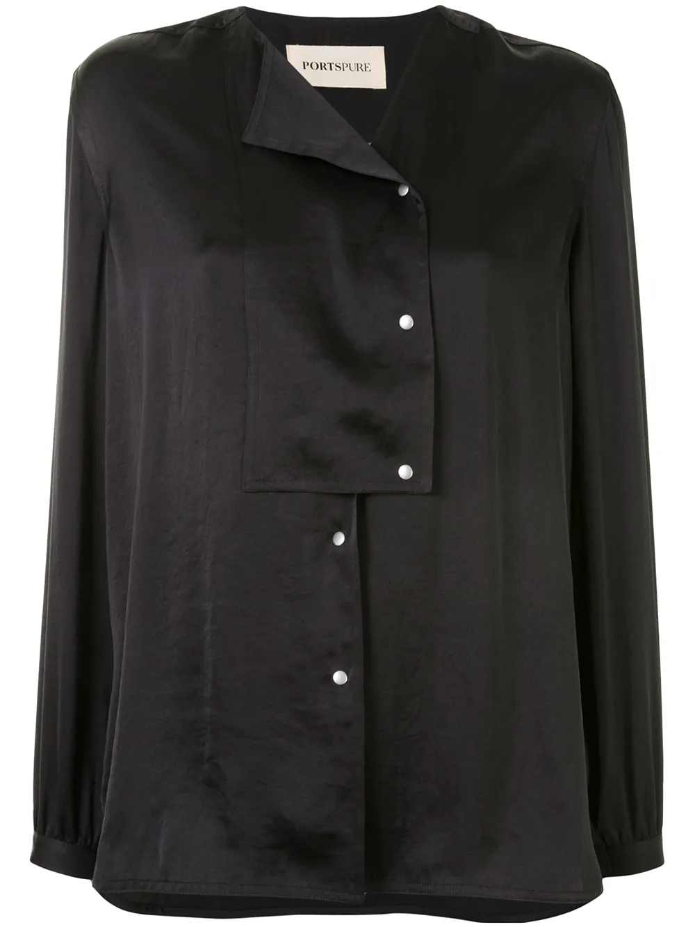 

PortsPURE asymmetric neck loose-fit shirt - Black