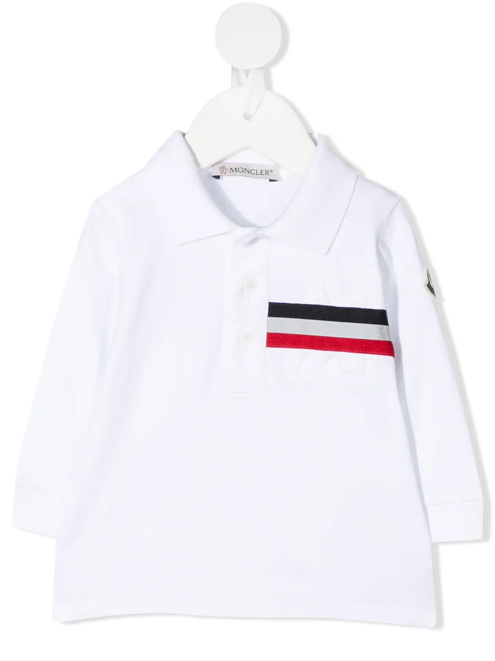 

Moncler Enfant playera tipo polo con detalle de rayas - Blanco