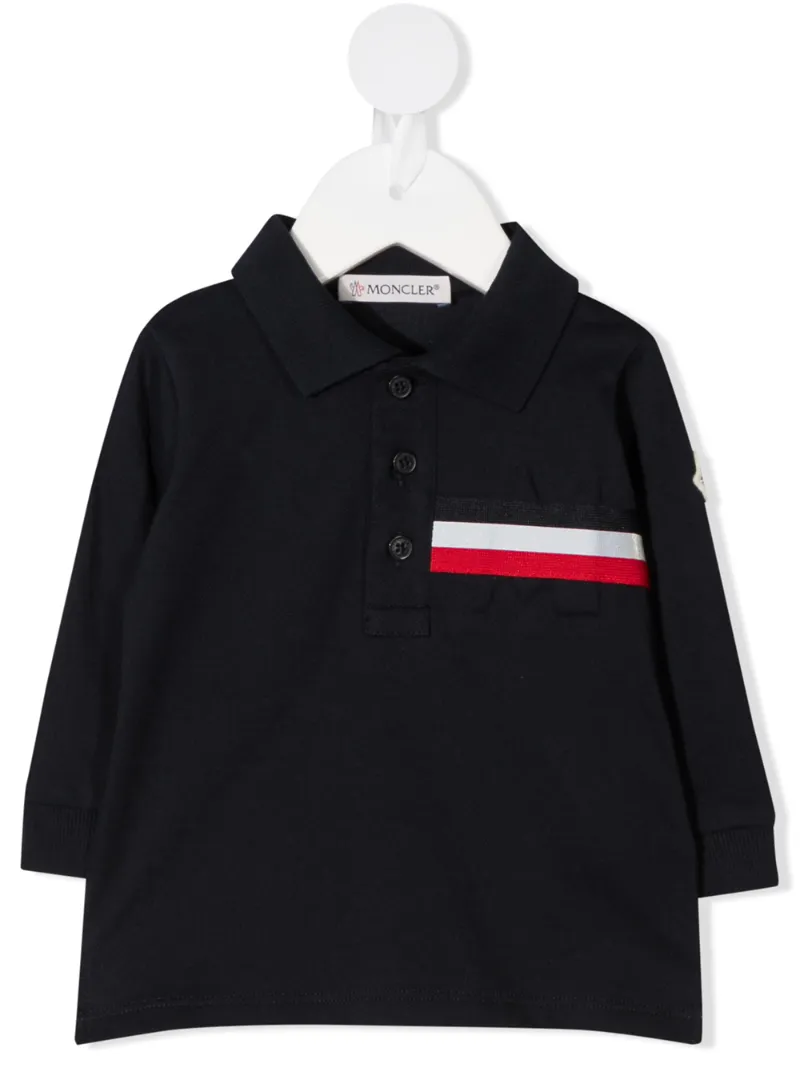 Click to view more detailed imagery on our partner's website Moncler Babies' Long Sleeve Striped Pattern Polo Shirt In Blue