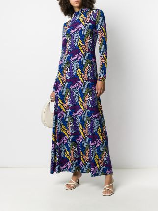 logo-print mock-neck maxi dress展示图