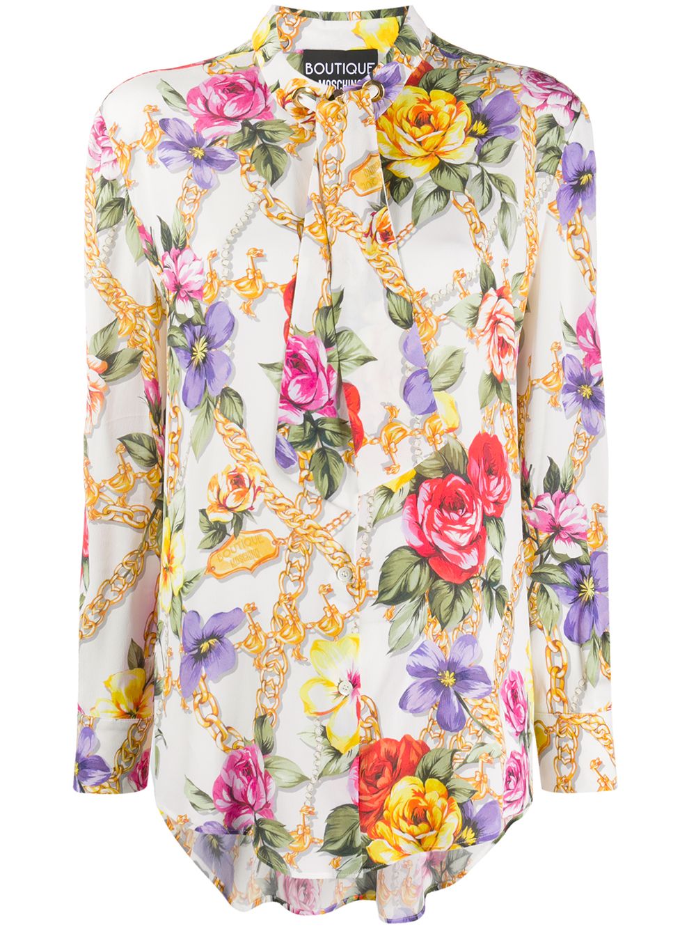 фото Boutique moschino блузка с бантом и цветочным принтом