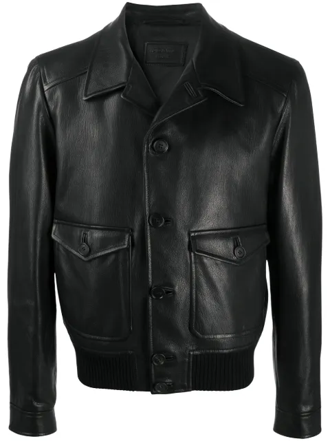 Prada spread-collar leather jacket
