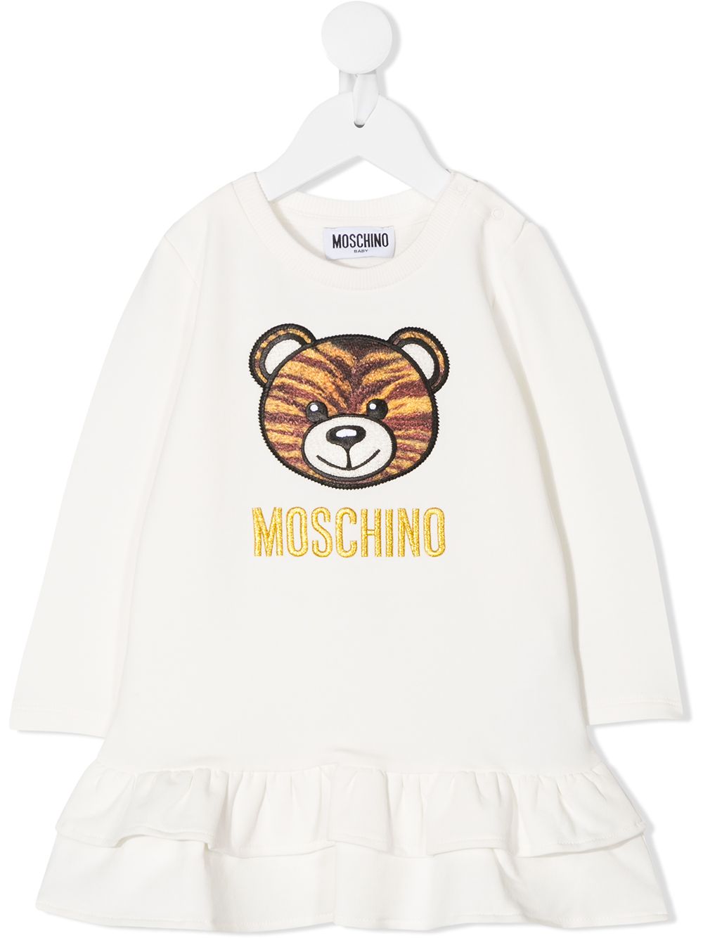 фото Moschino kids платье с вышивкой teddy bear и оборками