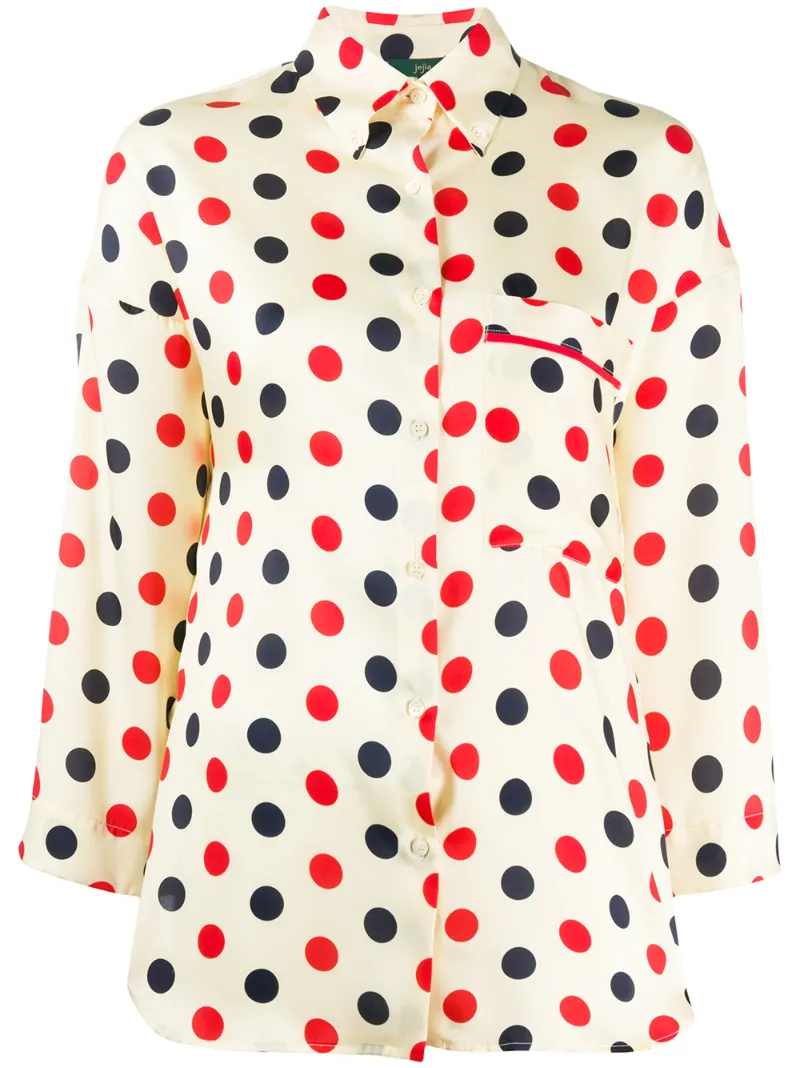 Click to view more detailed imagery on our partner's website Jejia Polka Dot Print Shirt In Neutrals