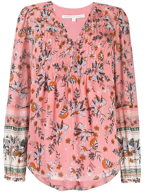 veronica beard floral blouse