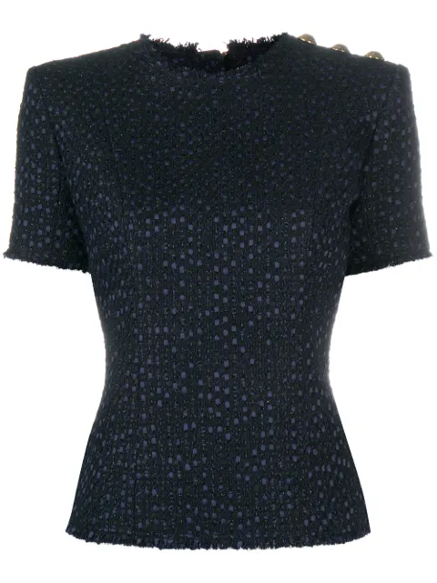 Balmain button detail tweed top