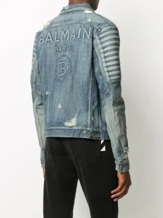 Balmain logo embossed denim jacket展示图