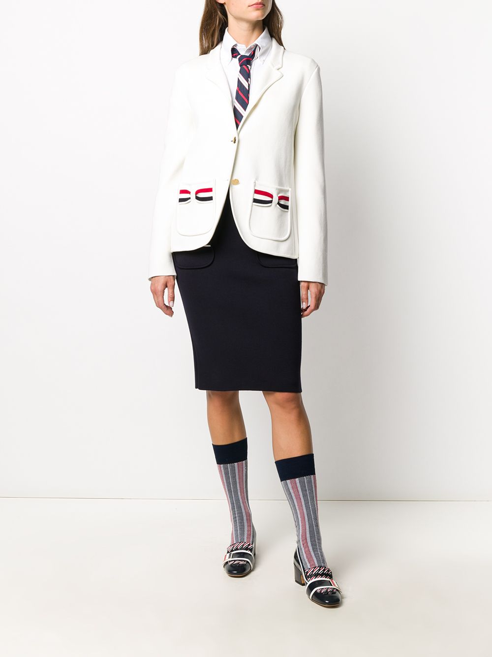 Thom Browne Kokerrok met strik - Blauw