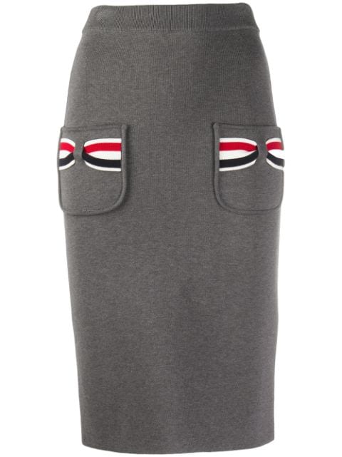 Thom Browne striped bow pocket pencil skirt