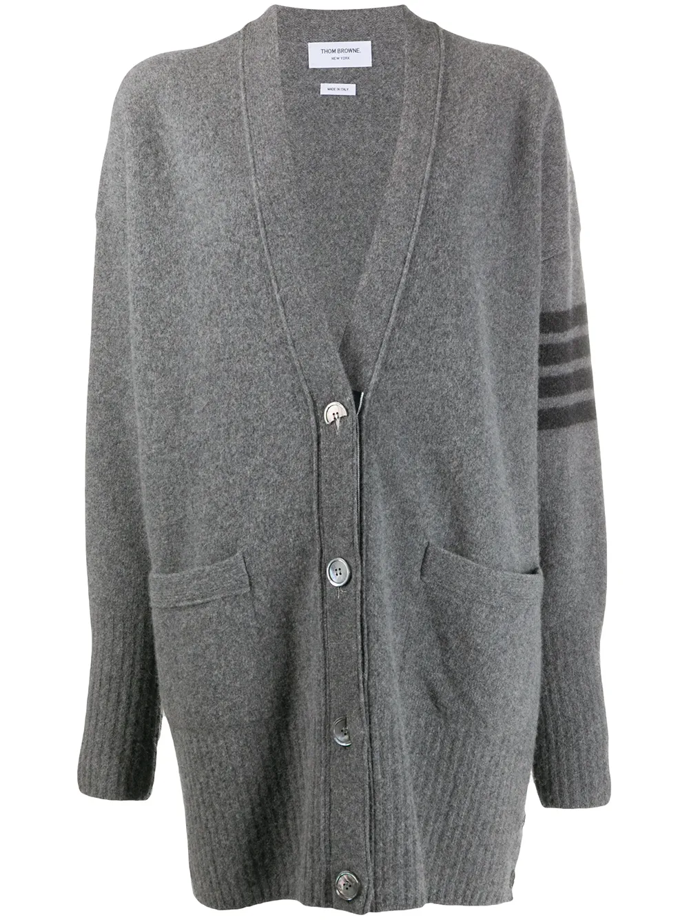 

Thom Browne 4-Bar exaggerated V-neck cardigan - Grey