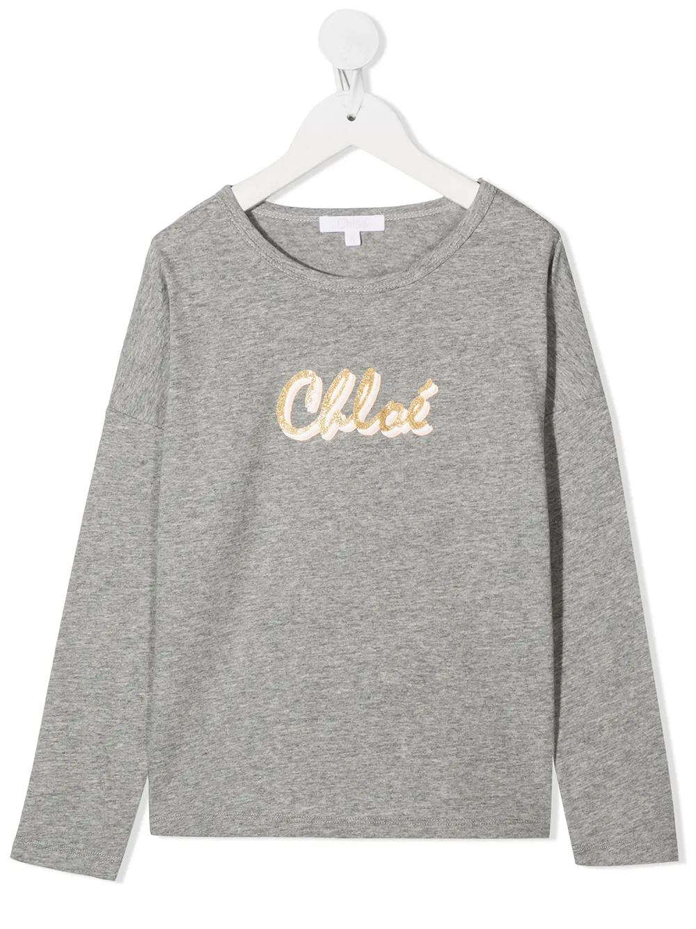 

Chloé Kids logo-print cotton T-shirt - Grey