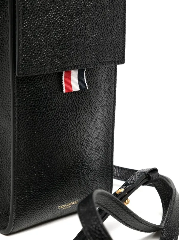 バッグ thom browne phone holder Thom Browne pebble-grain Crossbody Phone Holder | Black | FARFETCH