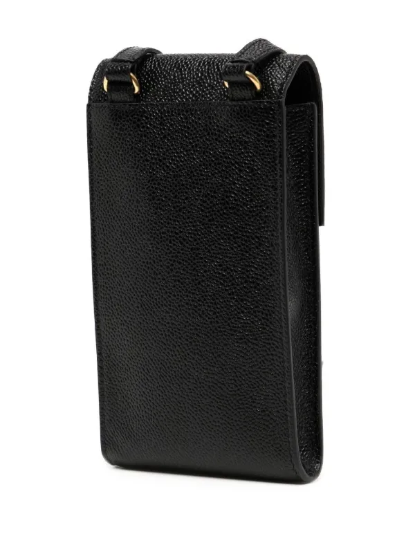 ショルダーバッグ THOM BROWNE Black leather phone holder (MAC113A00198 001) Pebble Grain Flap Crossbody Phone Holder | Thom Browne
