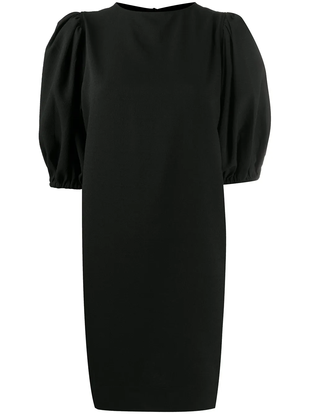 Click to view more detailed imagery on our partner's website Ganni Women's Heavy Crepe Puff-sleeve Midi Dress In Black