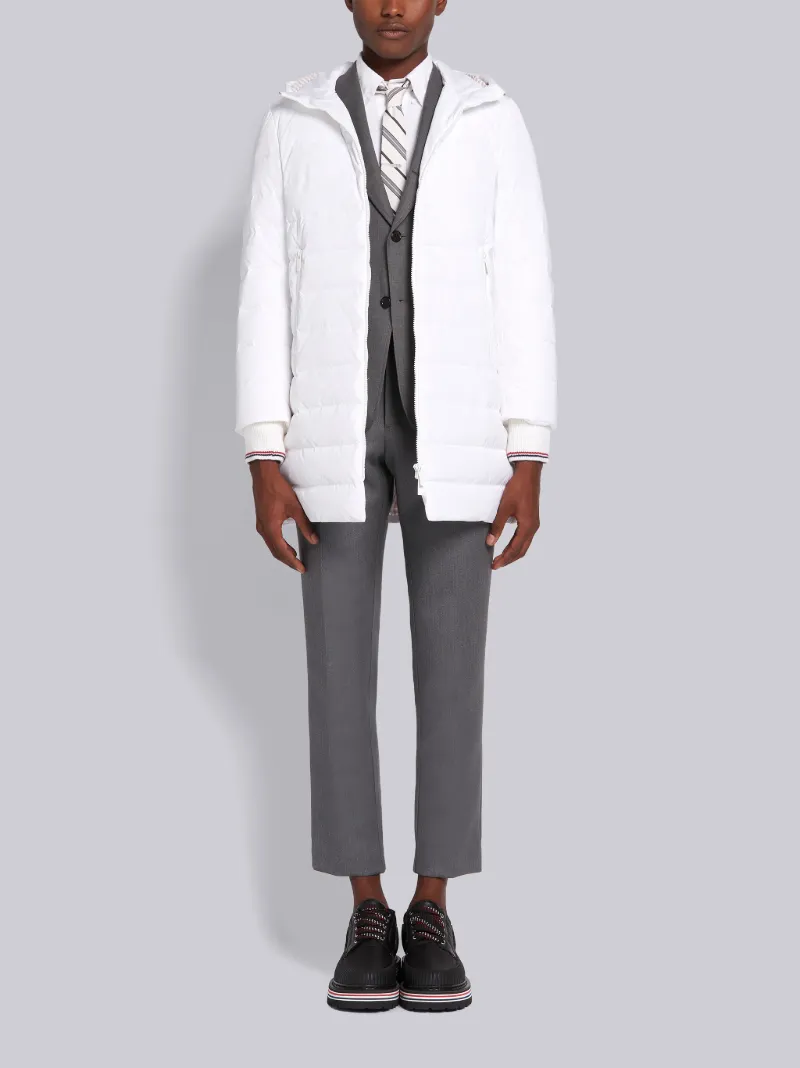 White Down Filled Poly Twill Center Back Stripe Ski Coat Thom Browne