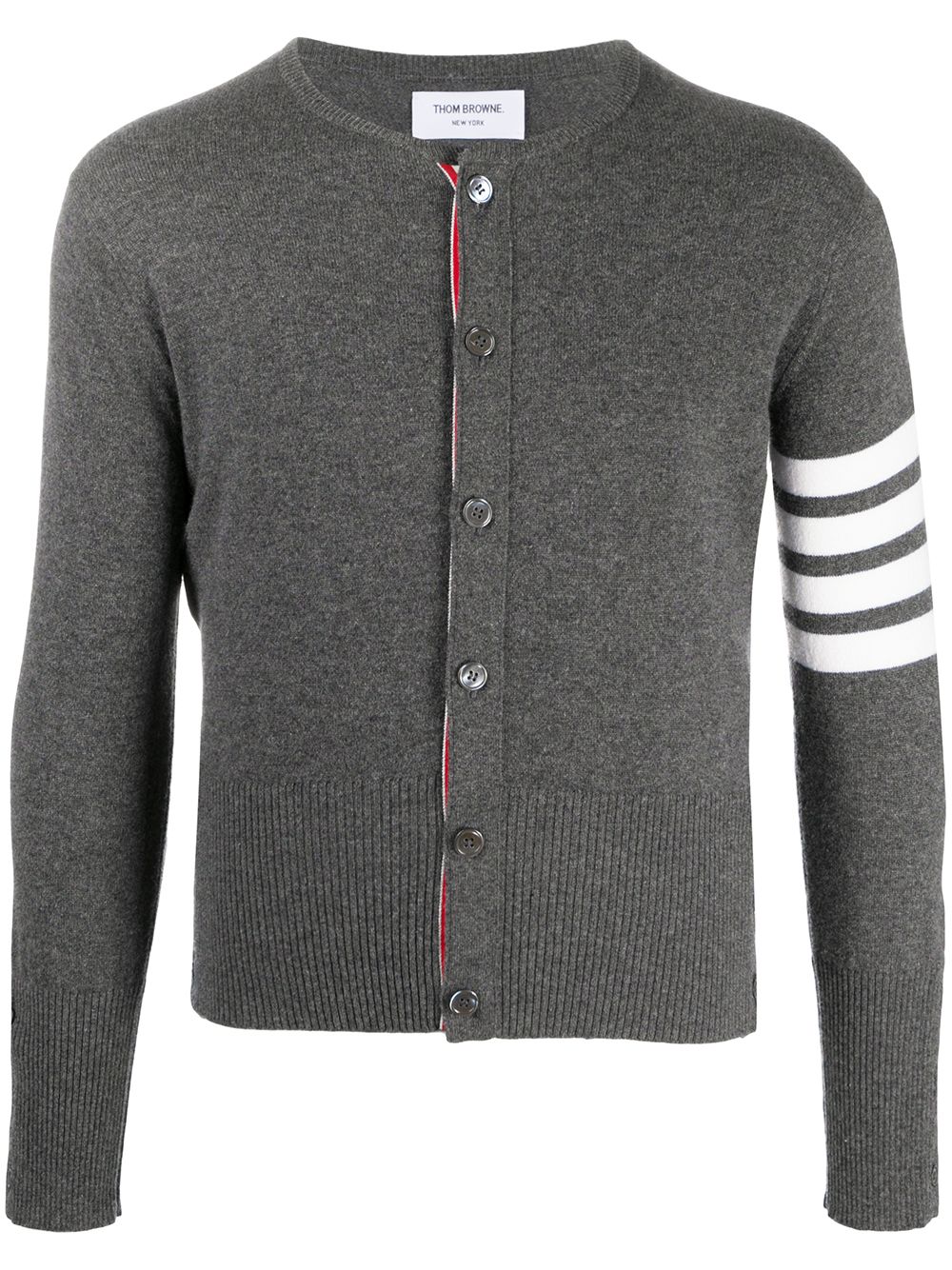 Thom Browne 4-Bar crew neck cardigan - Grey