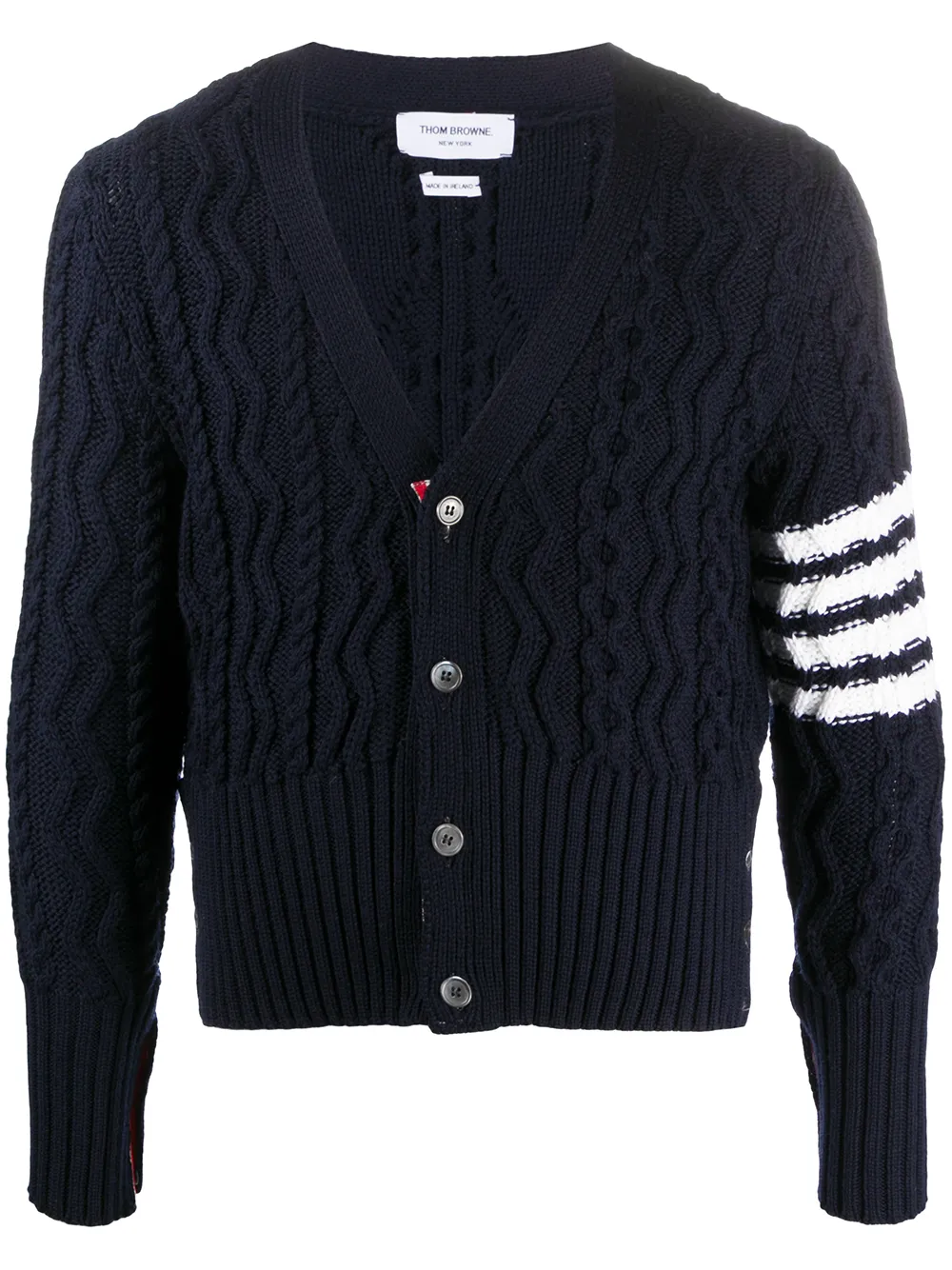 

Thom Browne 4-Bar Aran cable knit cardigan - Blue