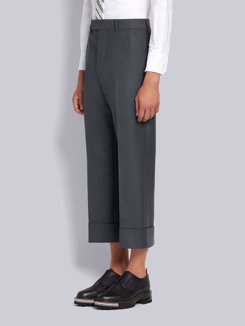 Dark Grey Wool Hopsack School Uniform Weave Beltloop Trouser | Thom ...