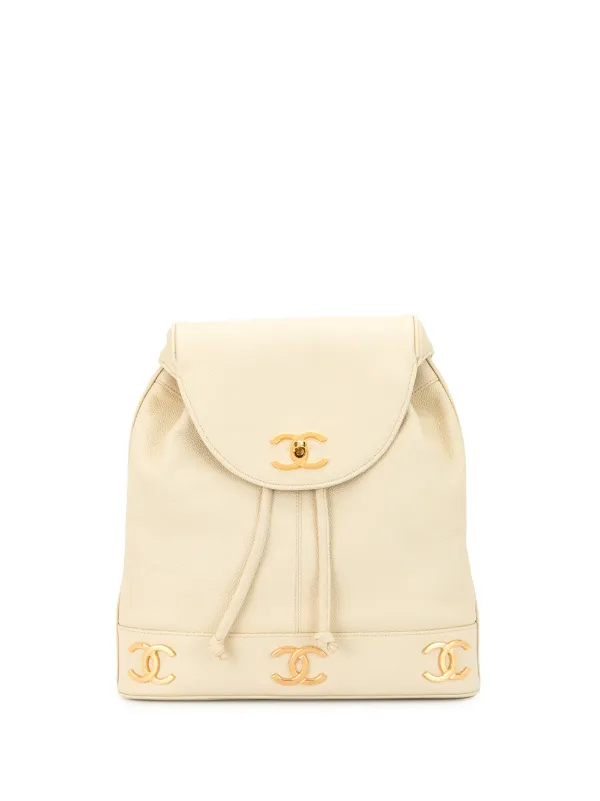 CHANEL Pre-Owned 1992 Triple CC Backpack | Neutrals | FARFETCH display picture 1