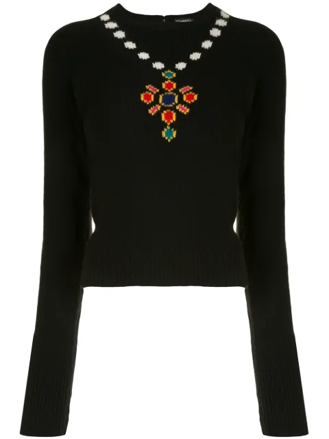 CHANEL Pre-Owned 1995 necklace motif jumper