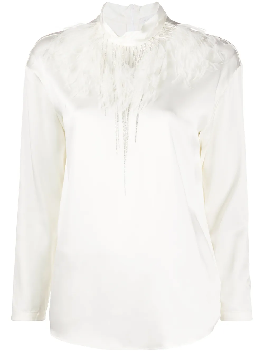 blouse à détails de plumes