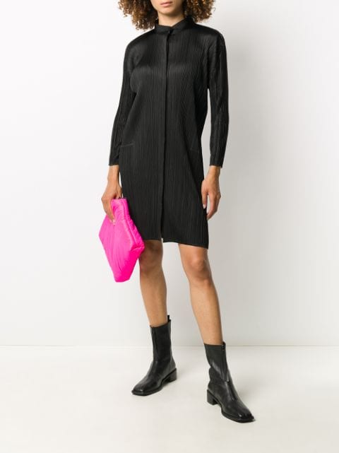 Shop Pleats Please Issey Miyake pleated shirt dress with Express ...