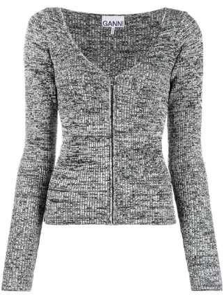 ganni zip cardigan