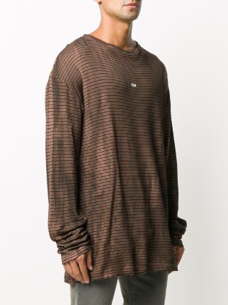 striped long-sleeve logo T-shirt展示图