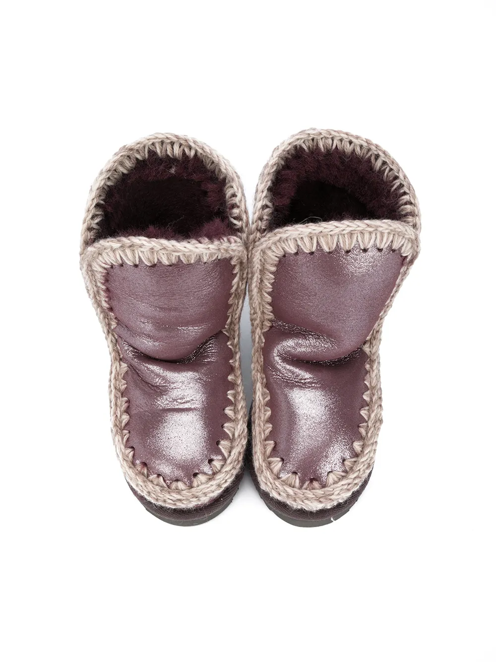  Mou Kids Metallic Suede Ankle Boots - Purple 