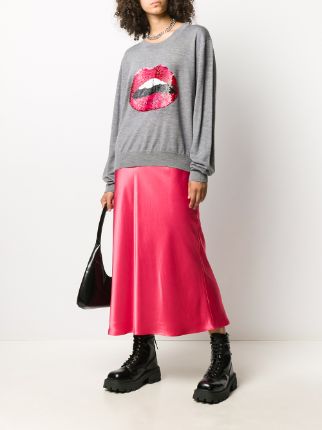 sequin lips embroidered fine knit jumper展示图