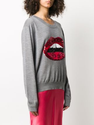 sequin lips embroidered fine knit jumper展示图