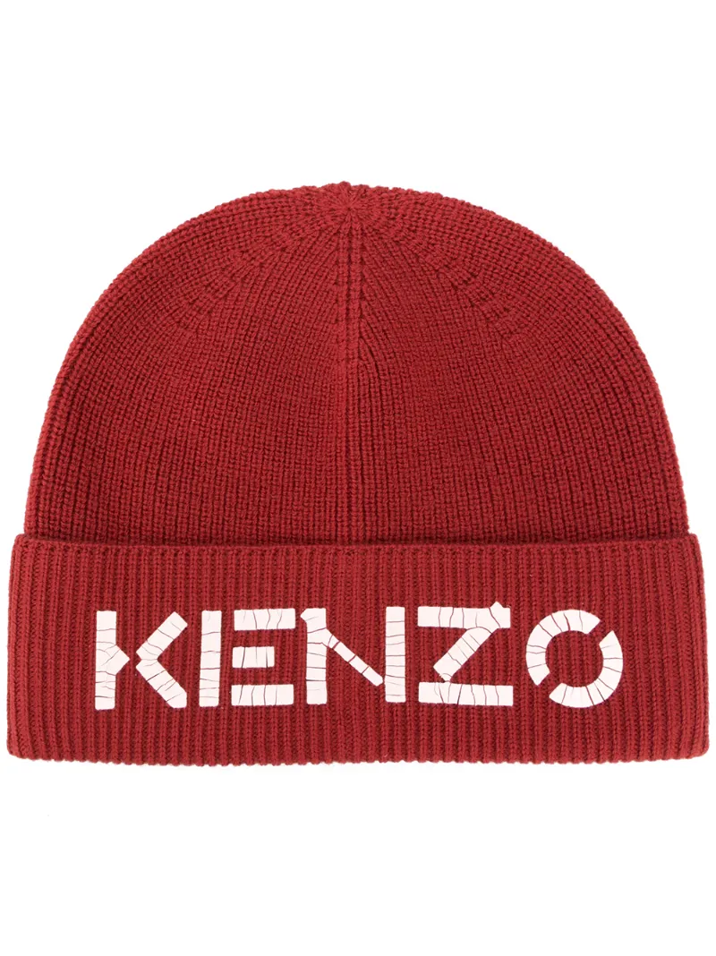 Click to view more detailed imagery on our partner's website Kenzo Logo-print Ribbed-knit Beanie In Red