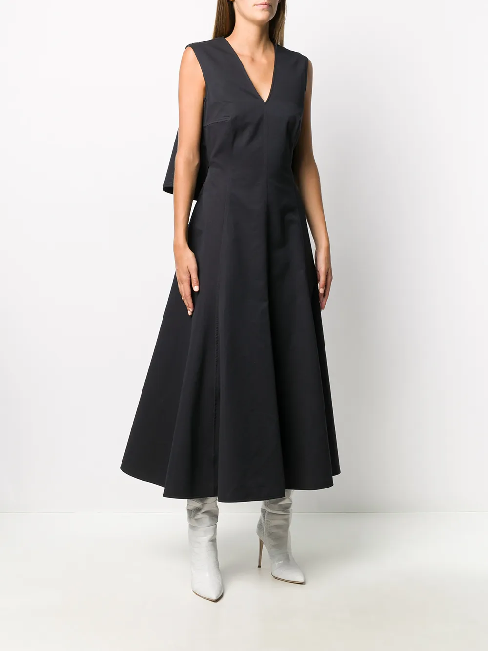 фото Jil sander расклешенное платье с v-образным вырезом