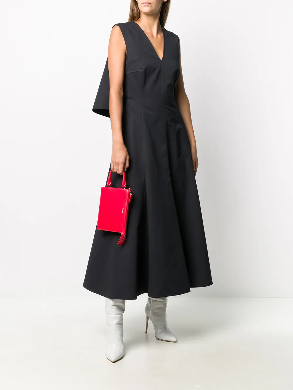 фото Jil sander расклешенное платье с v-образным вырезом