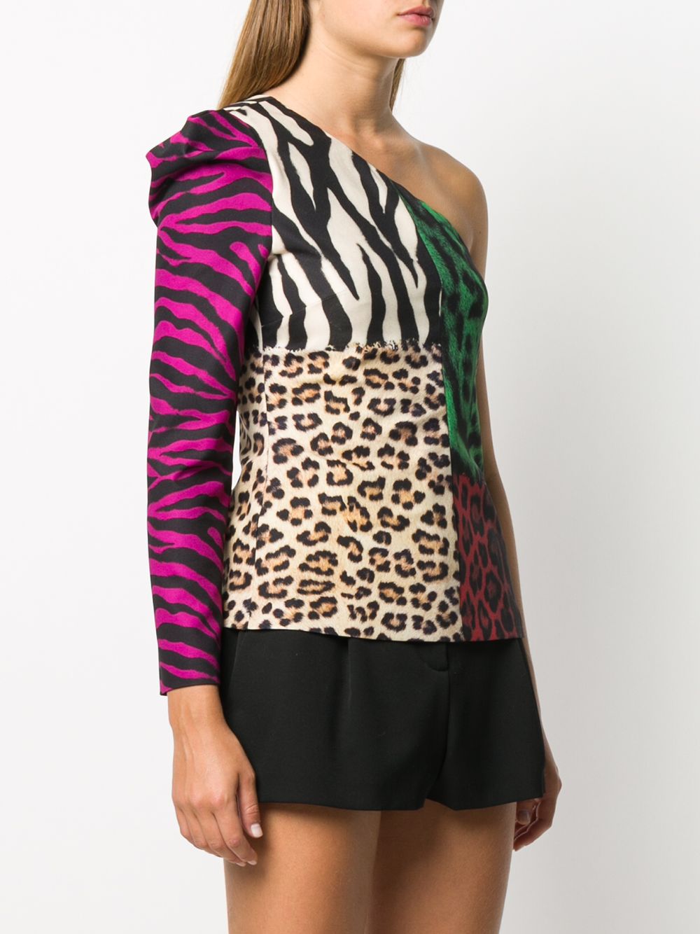 фото Boutique moschino блузка асимметричного кроя с анималистичным принтом