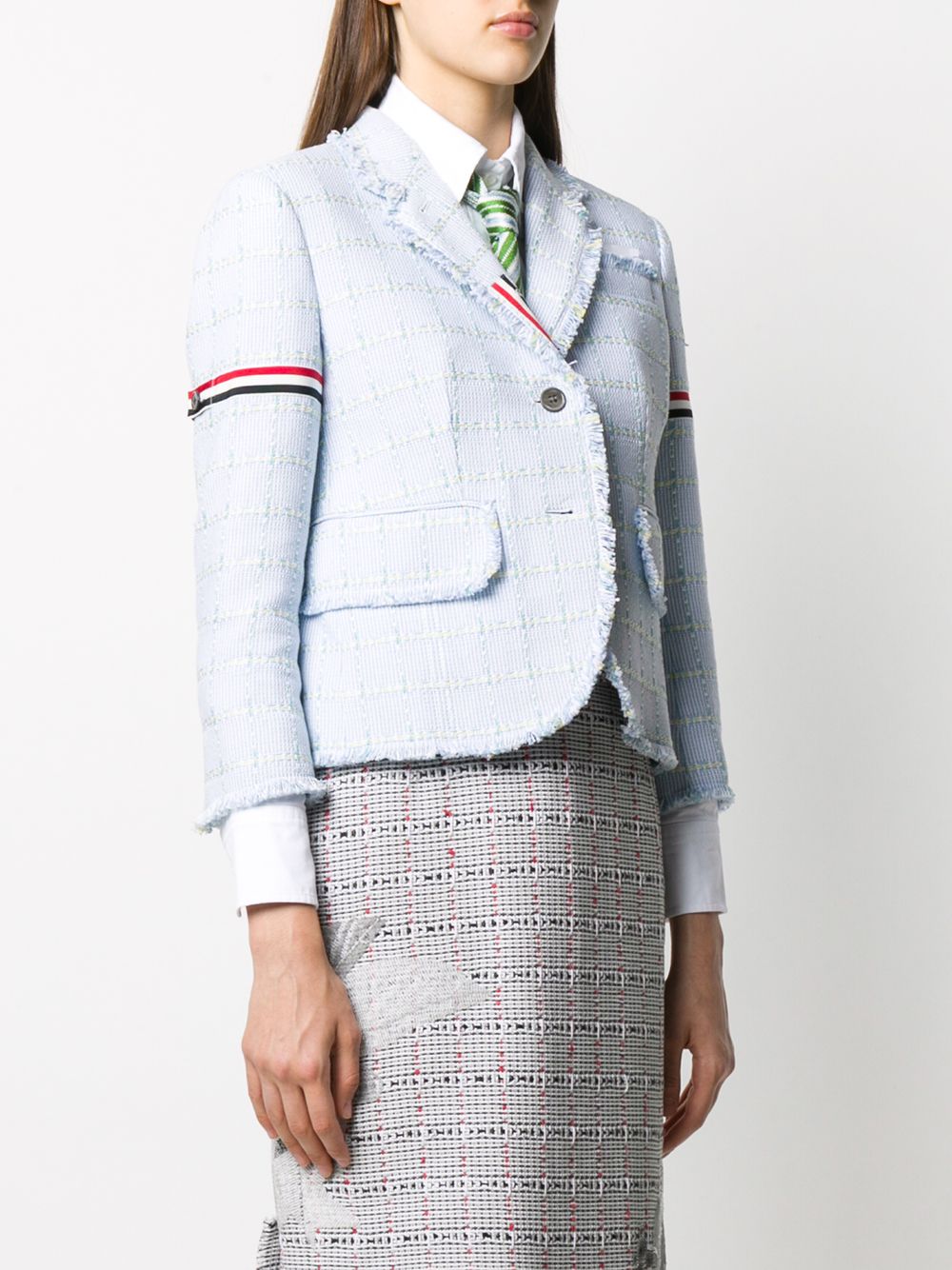 фото Thom browne твидовый блейзер с бахромой