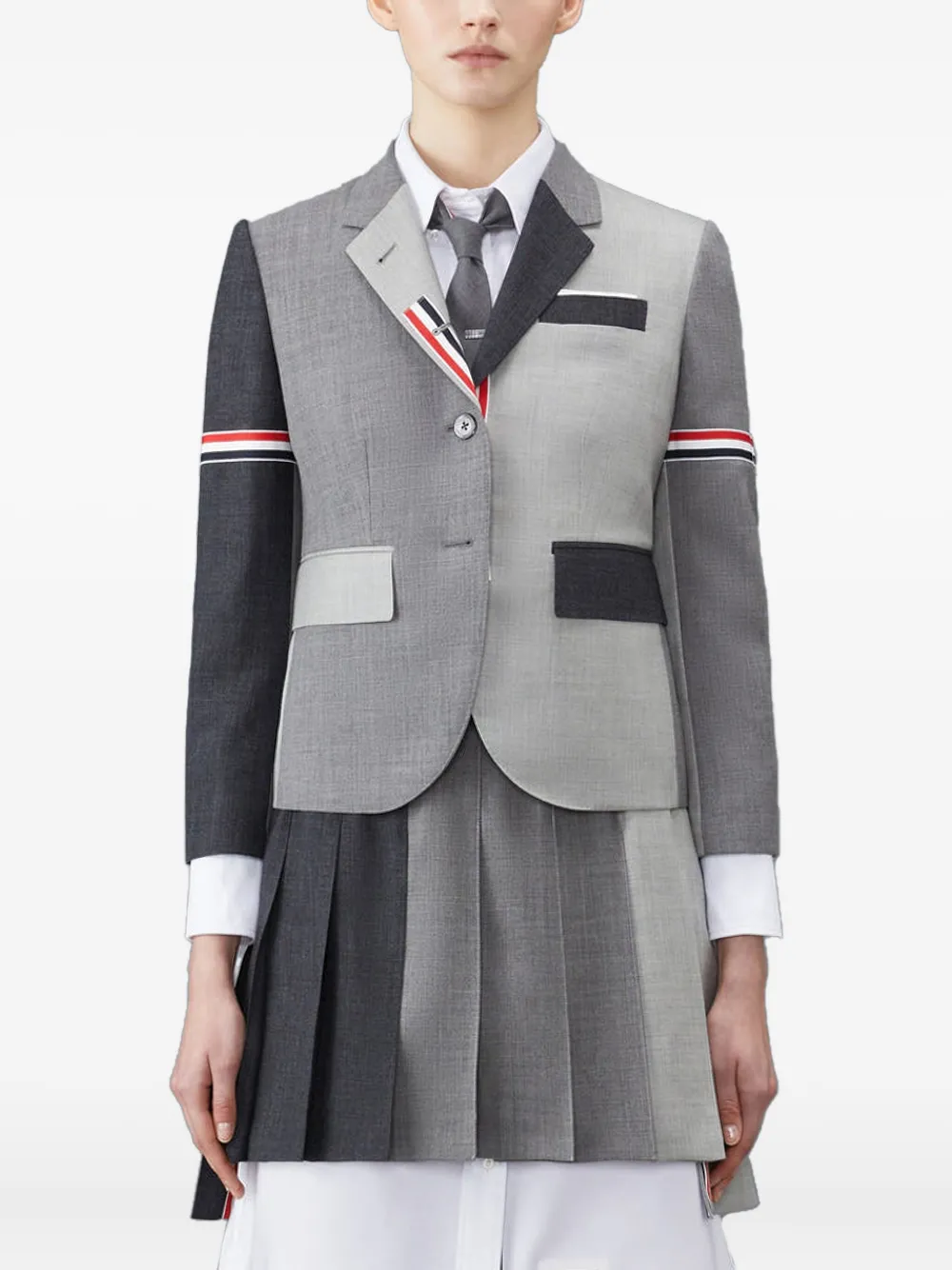Thom Browne Fun-Mix 2ply fresco panelled blazer | Grey | Image 1