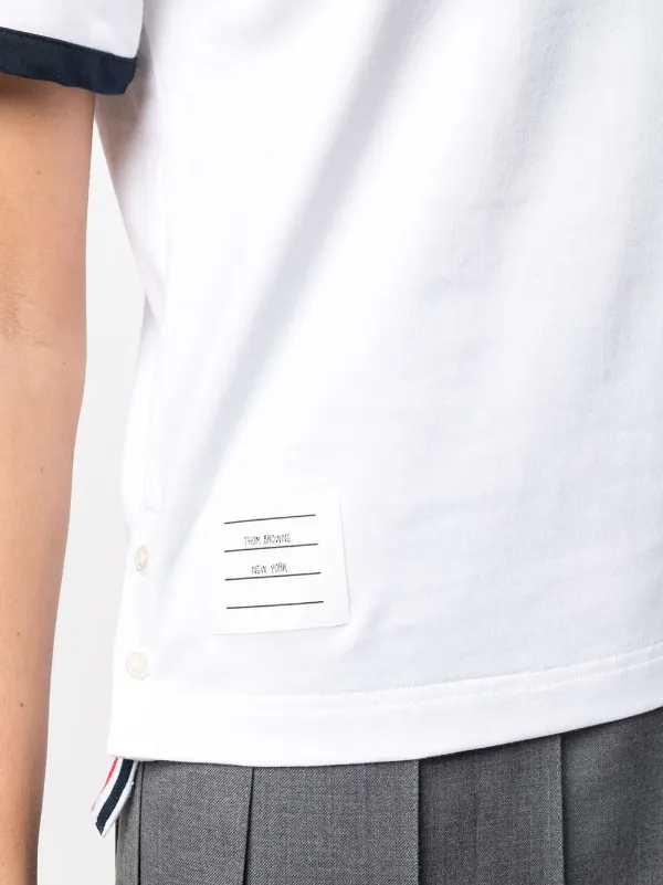 ★人気【THOM BROWNE】Asymmetric Hem Short-Sleeve T-Shirt Thom Browne Asymmetric Hem short-sleeve T-shirt | White