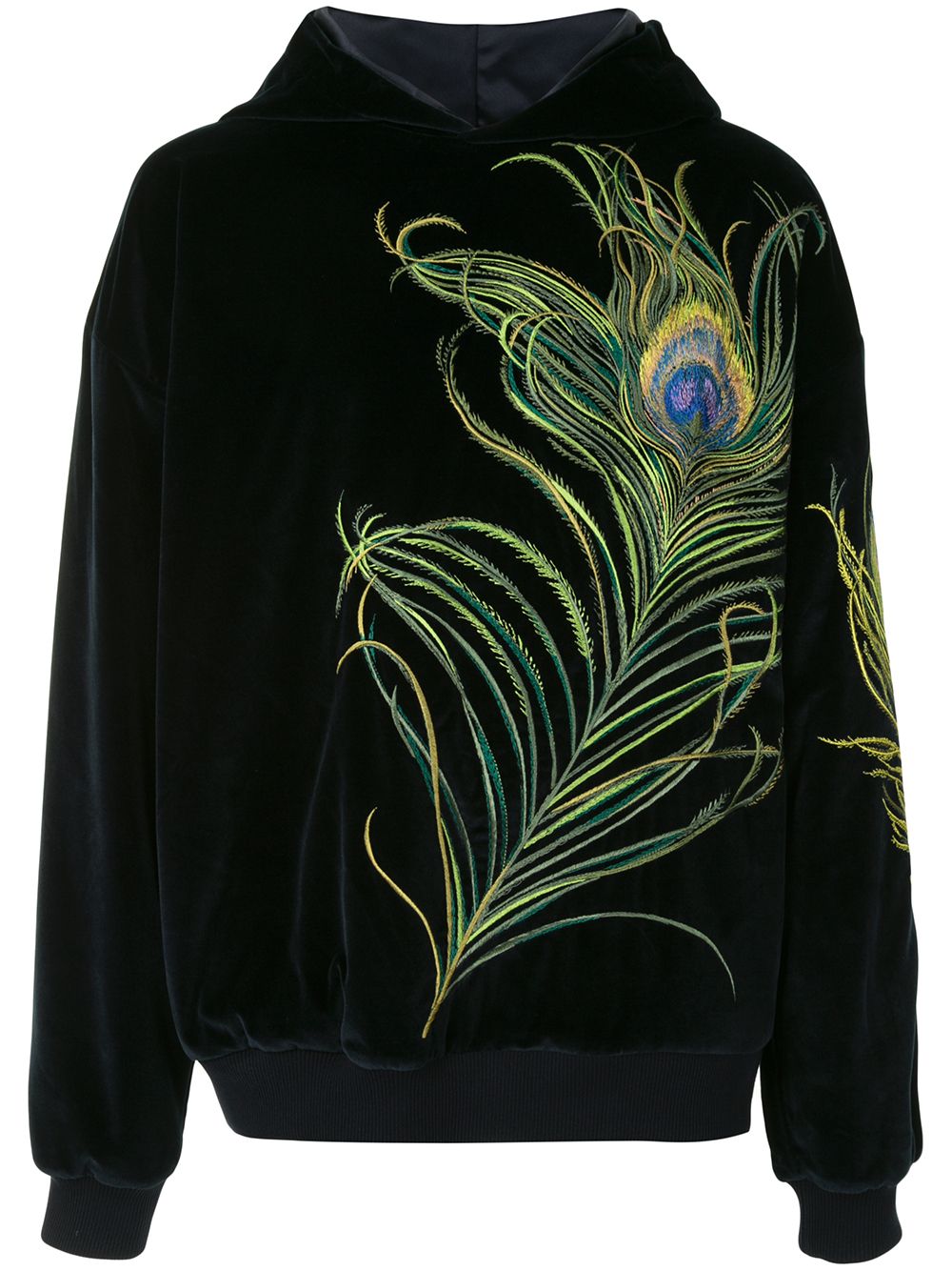 Shop Dolce & Gabbana peacock-feather embroidery velvet hoodie with Express  Delivery - FARFETCH
