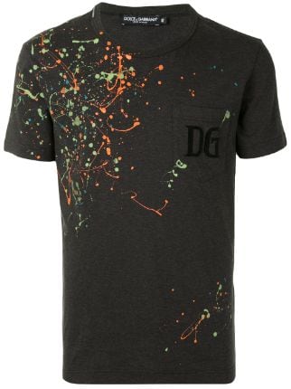 Shop Dolce & Gabbana paint-splatter crew-neck T-shirt with Express Delivery  - FARFETCH