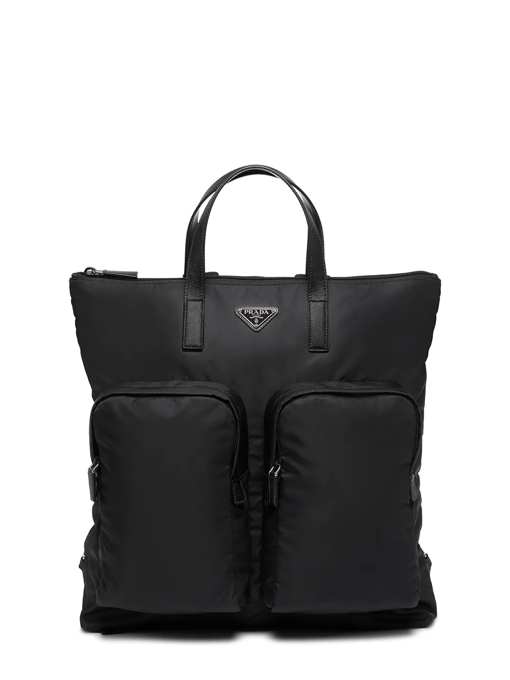 

Prada mochila grande con placa del logo - Negro