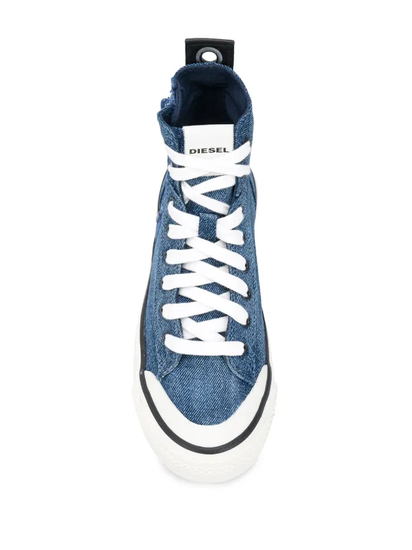 blue denim lace up sneaker