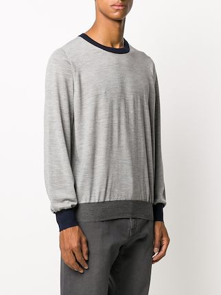 long sleeve contrasting trim sweater展示图