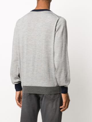 long sleeve contrasting trim sweater展示图