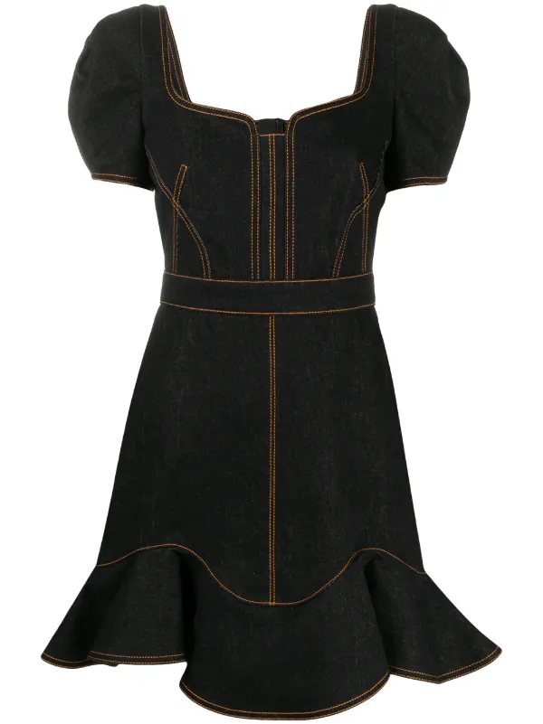 contrast stitch denim dress